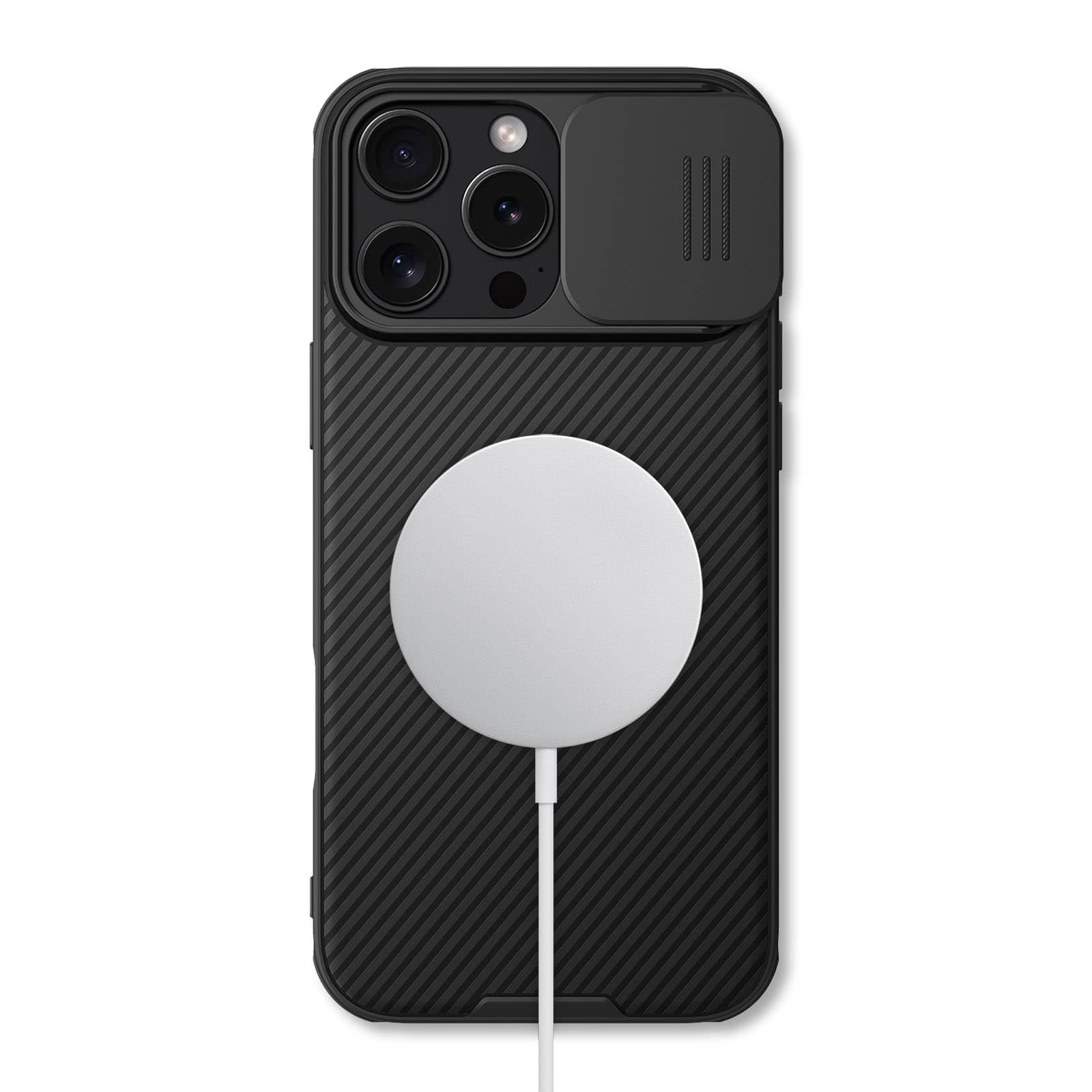 YINLAI Custodia Per IPhone 16 Pro Max Con Supporto Invisibile E Magneti - Traslucida Opaca Nero - 3