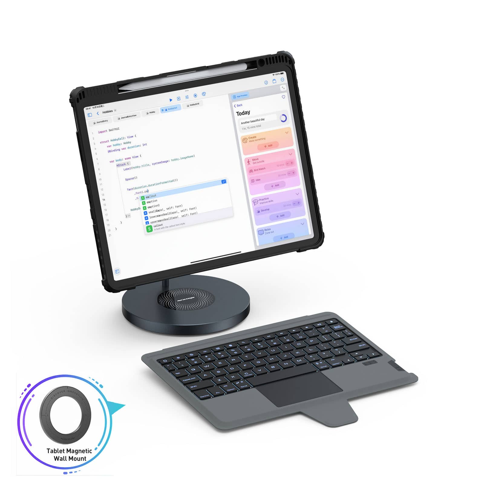 Magnetische Bumper Link Backlit Toetsenbordhoes (Black) met Magnetische Standaard voor iPad-serie