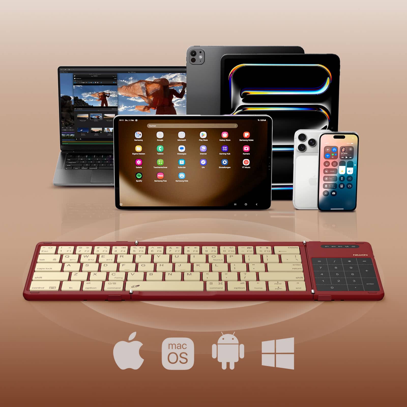 Cube Pocket Foldable Bluetooth Keyboard with Touchpad – Balanced Motion Edition