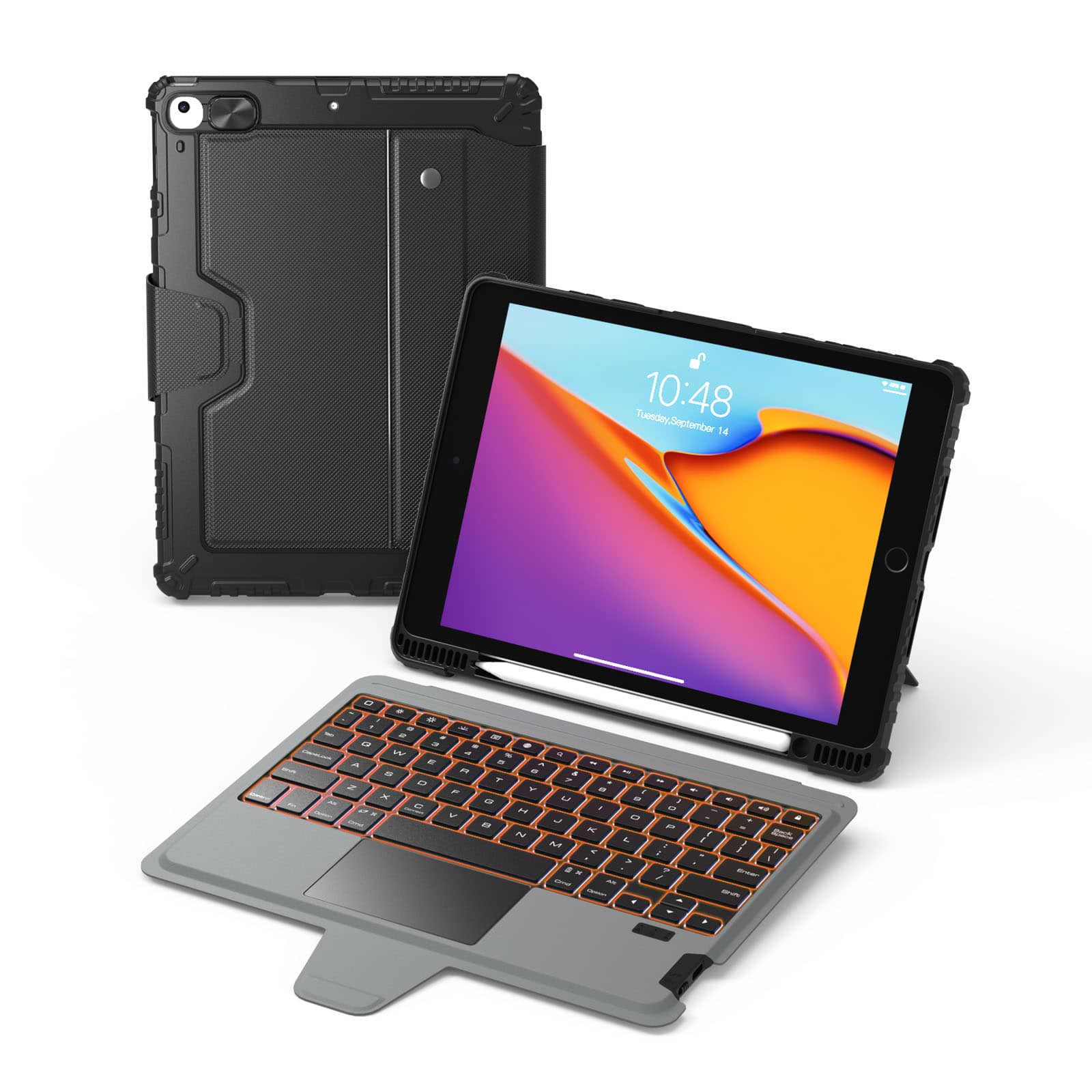 Backlit Keyboard Case With Touchpad For IPad 7th/8th/9th Gen & IPad Air 3 10.2/10.5 – Aluminum Bluetooth Folio