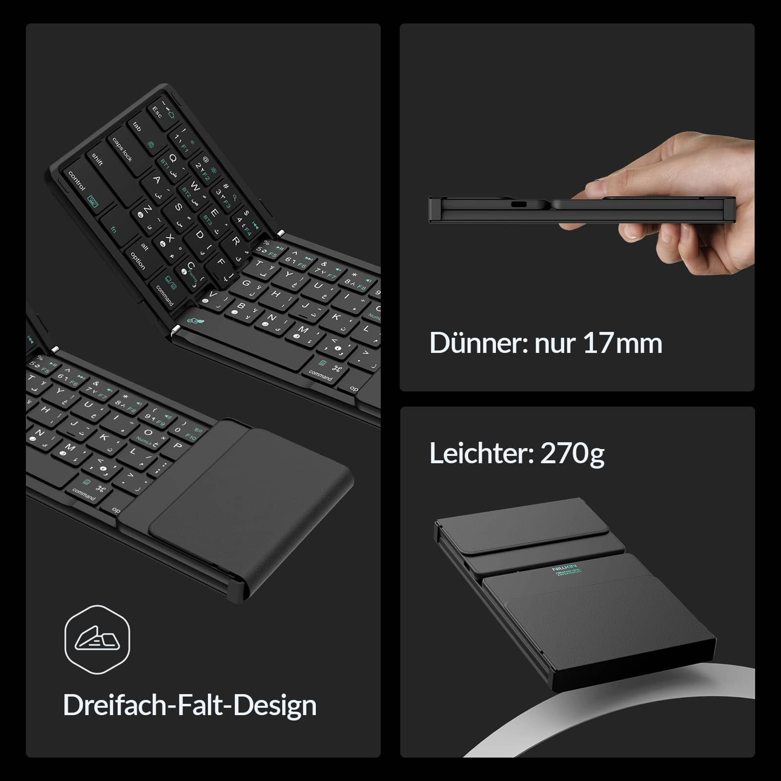 Nillkin Cube Pocket Foldable Bluetooth Keyboard with Touchpad