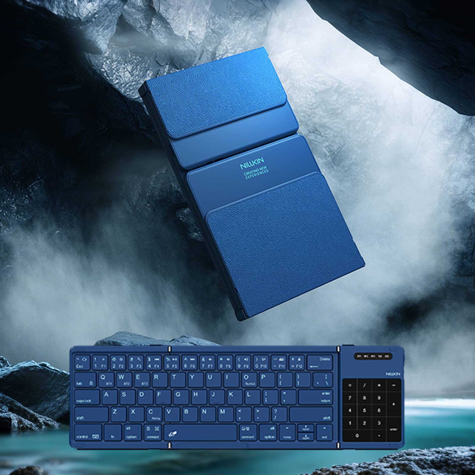 Nillkin 折り畳みキーボード Bluetooth ワイヤレス ブルー Nillkin Cube ポケット折りたたみ式 Bluetooth キーボード（タッチ