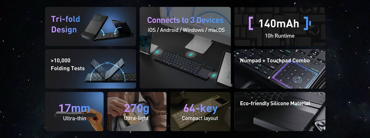 Nillkin Cube Pocket Foldable Bluetooth Keyboard with Touchpad