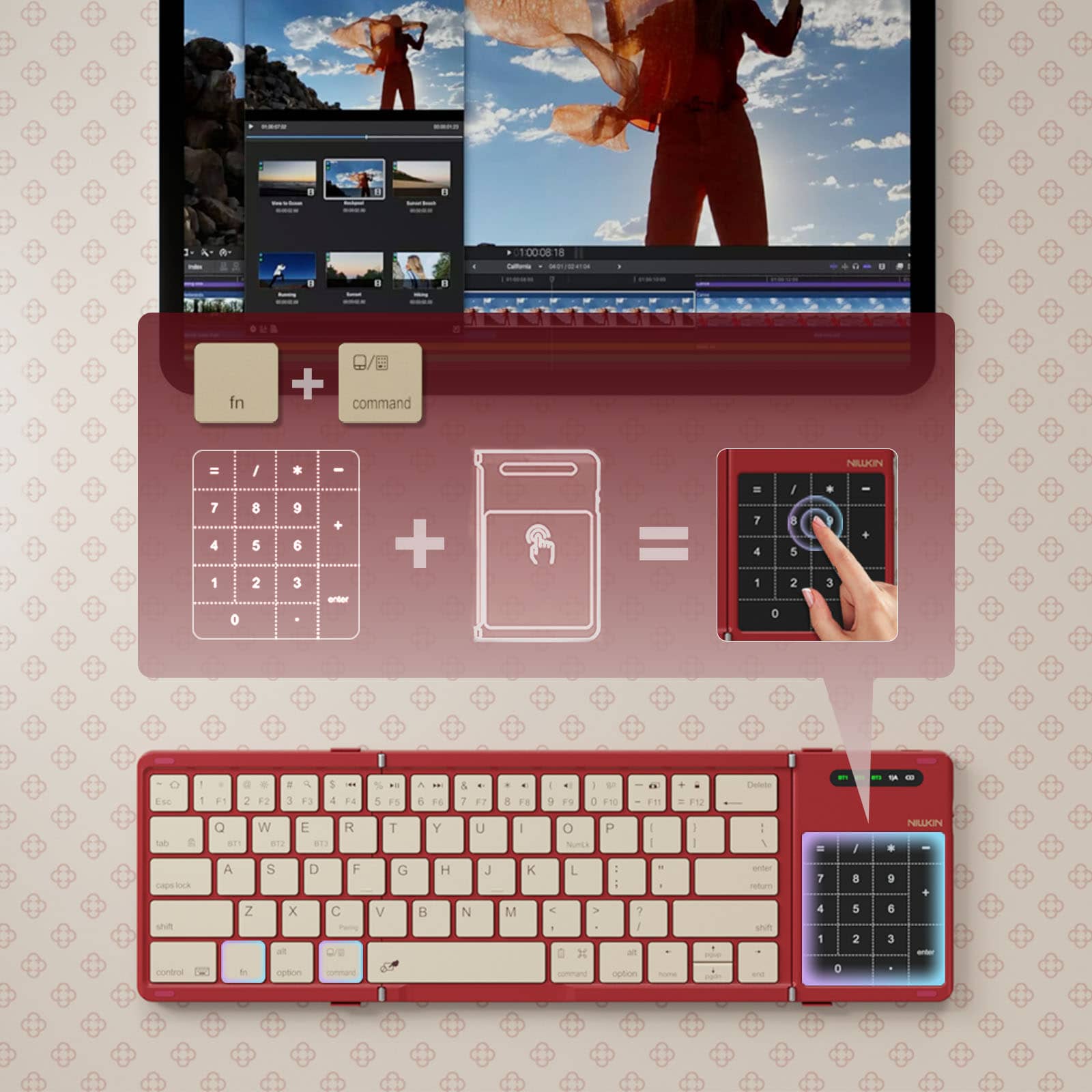 Nillkin Cube ポケット折りたたみ式Bluetoothキーボード（タッチパッド