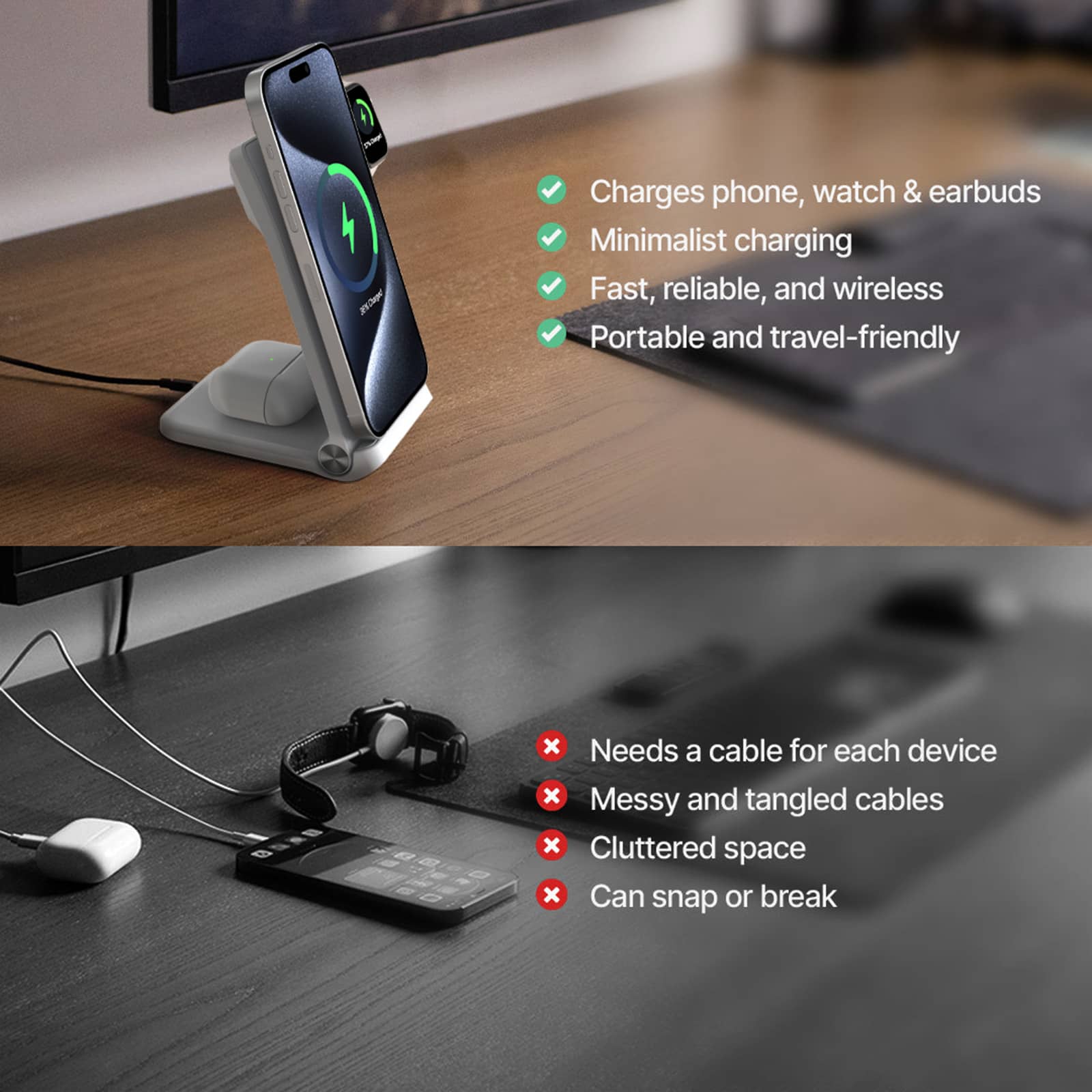 Stazione Di Ricarica Wireless 3-in-1 – Carica IPhone, Apple Watch E AirPods Contemporaneamente, Base Pratica E Compatta